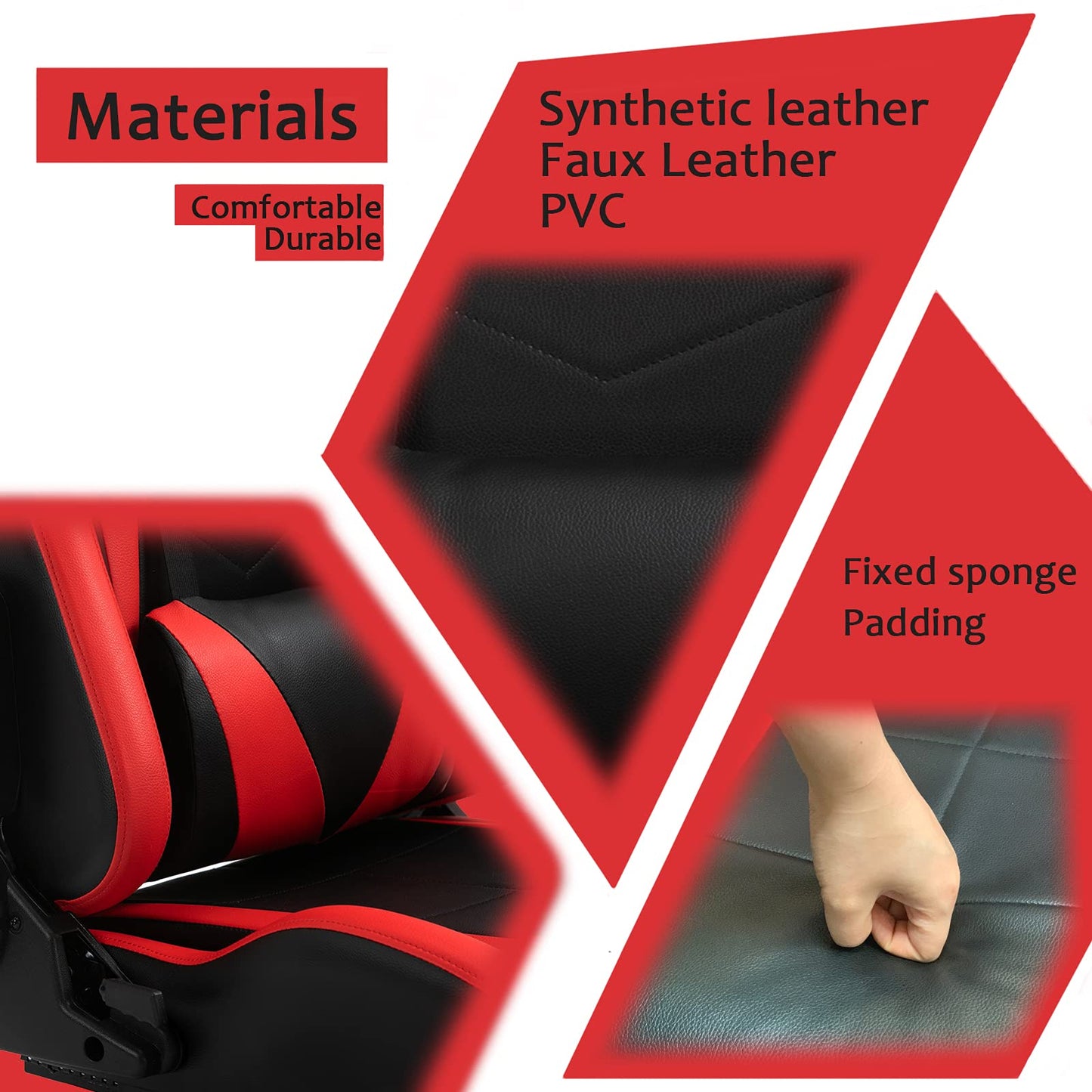 Supllueer Gaming Seat Racing Bucket Seat Simulator Seat Lumbar with Cushion and Seat,Adjustment Seat PU Leather Heavy-Duty Metal Frame (No Steering Wheel Stand)