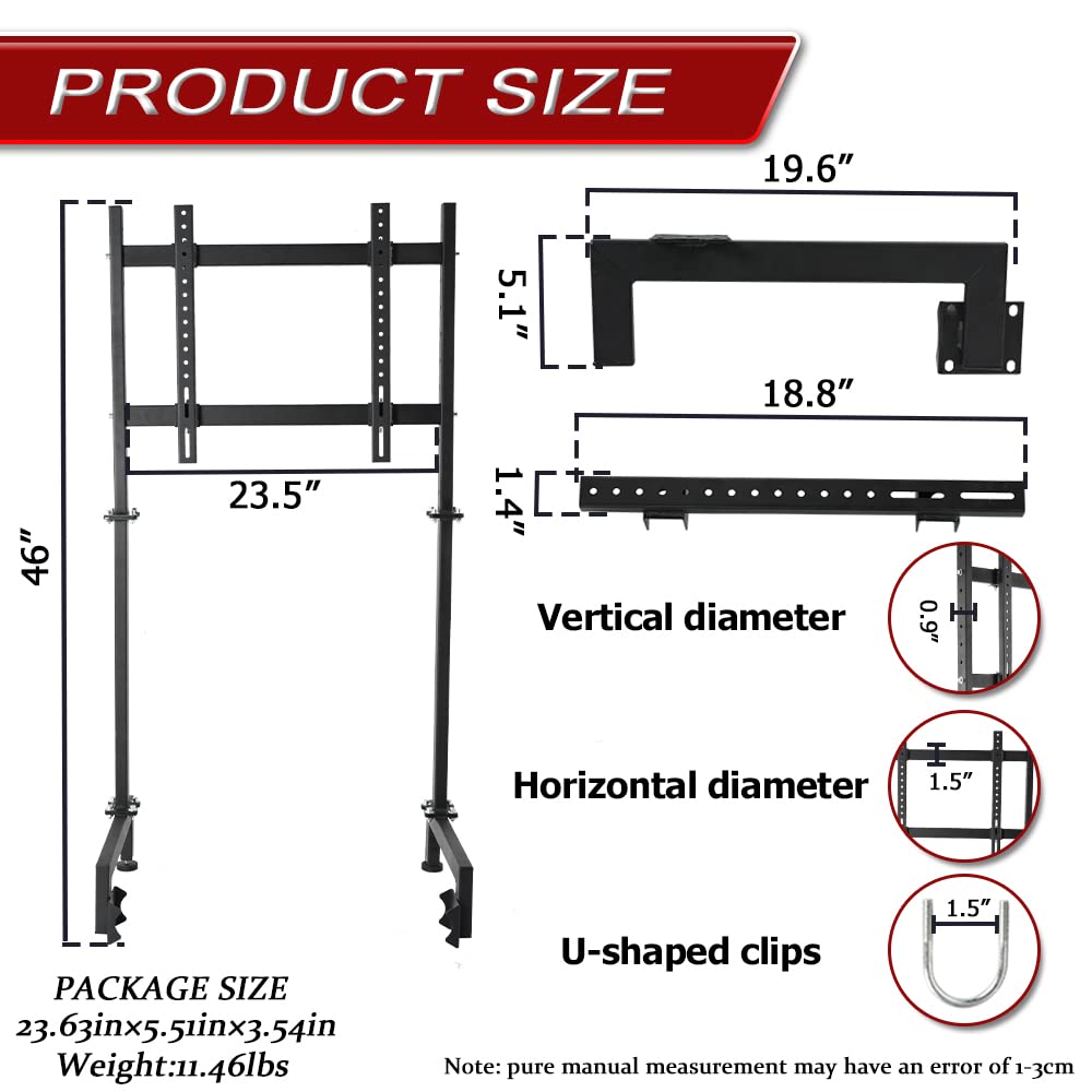 Supllueer Racing Simulator Display Bracket Monitor Stand Suitable for Large Round Tube Sim Racing Cockpit Stand, Support 24-60 Inch TV, No Screen Monitor Racing Stand Seat