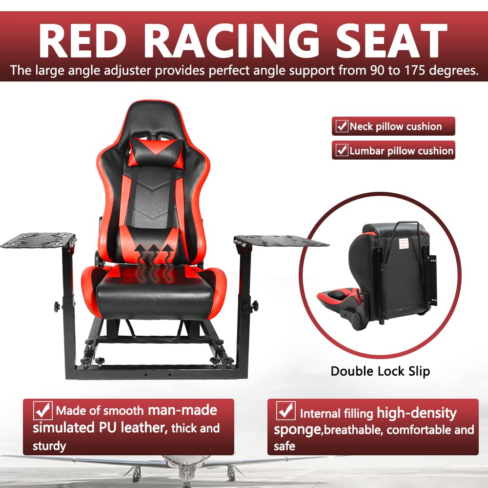 Supllueer Flight Game Red Playseat Cockpit with Double Multiple Shift Lever Compatible with Logitech, Thrustmaster,Hotas Warthog, Flight Sim Stand, Throttle Joystick Keyboard Not Included