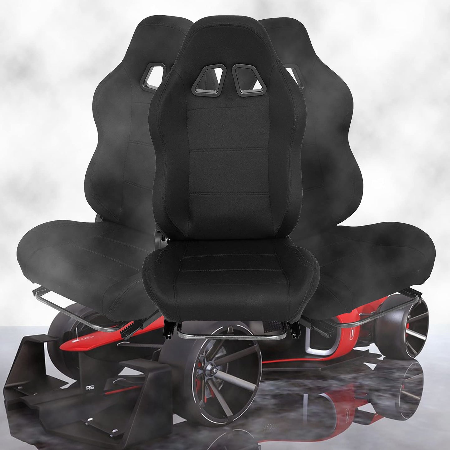 Supllueer Racing Bracket Seat Simulator Seat with Double Locking Slides Gaming Racing Seat Adjustable Fits Most Racing Wheel Stands(No Steering Wheel Stand)