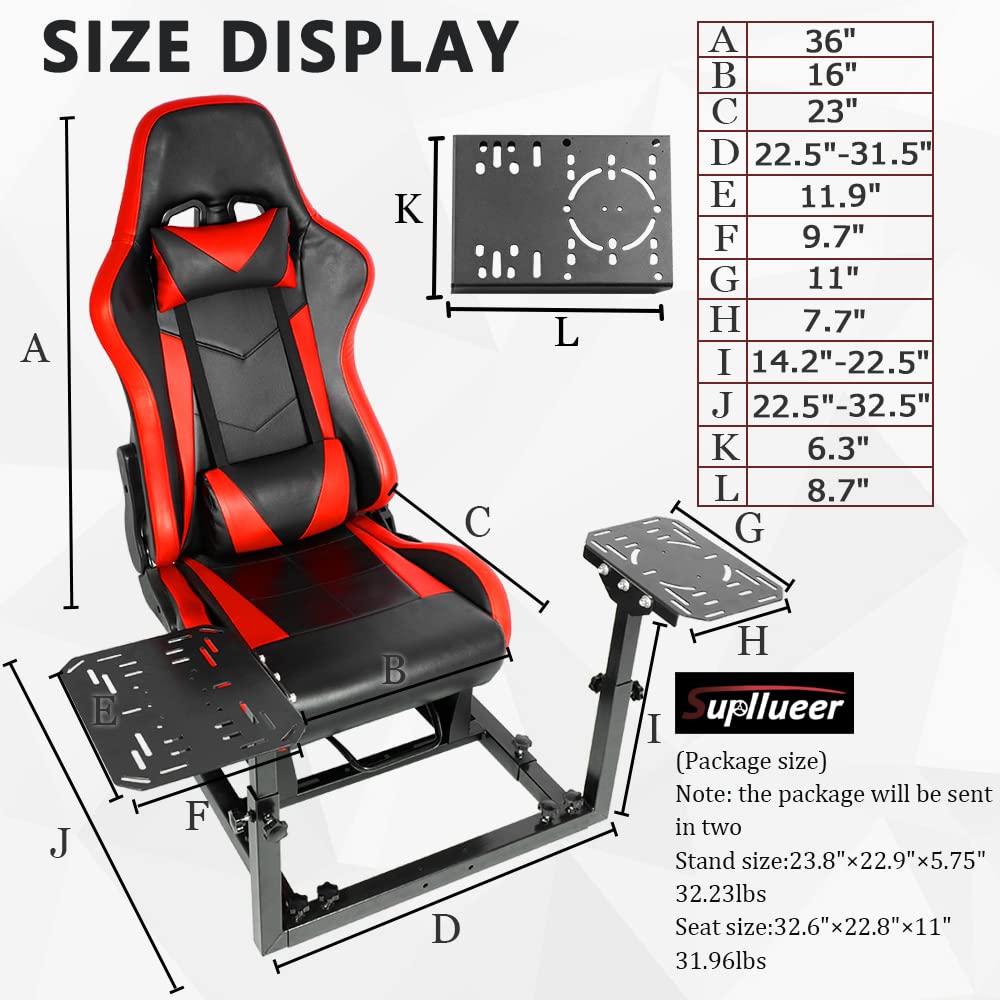 Supllueer Flight Game Red Playseat Cockpit with Double Multiple Shift Lever Compatible with Logitech, Thrustmaster,Hotas Warthog, Flight Sim Stand, Throttle Joystick Keyboard Not Included