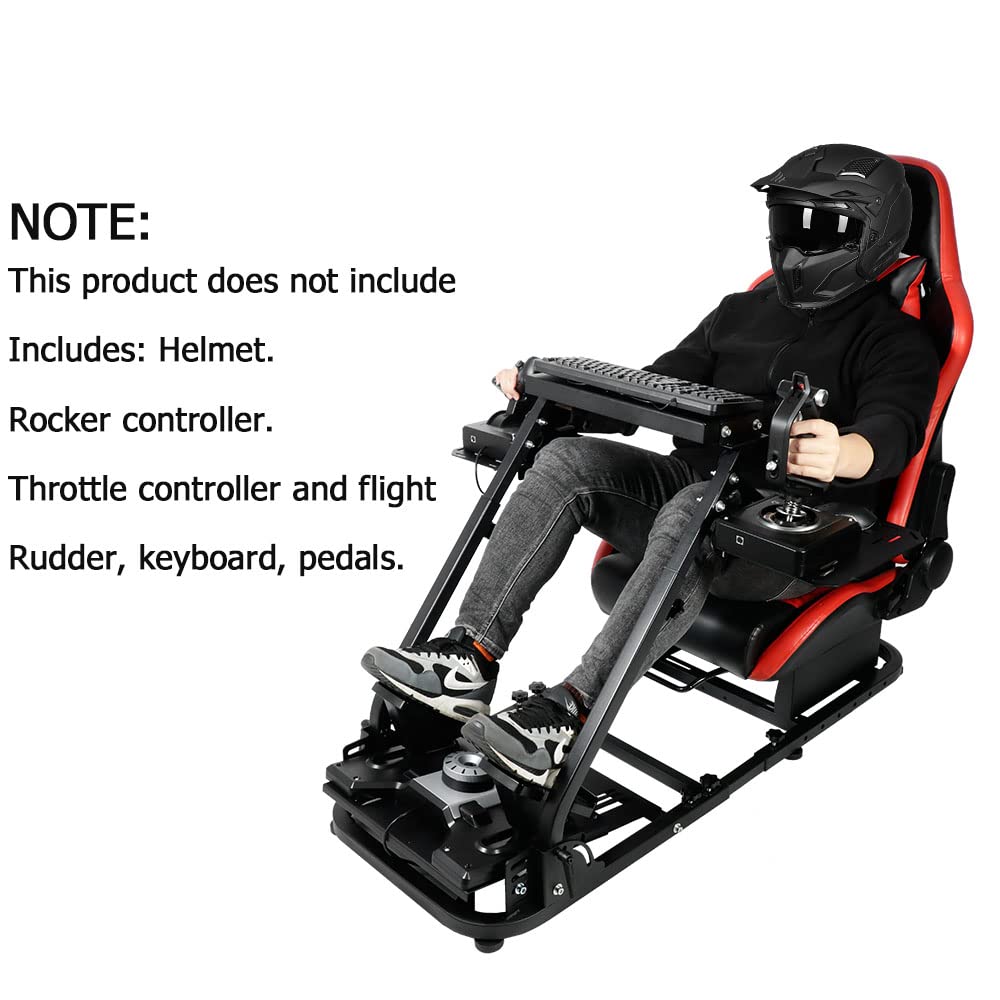 Supllueer Racing Flight Simulator Cockpit with Red Racing Seat fit for Logitech,Thrustmaster, Saitek, G920 X52 X56 G29 T300, Racing Wheel Stand Flight Sim Cockpit, No Wheel Pedal Shifter Keyboard