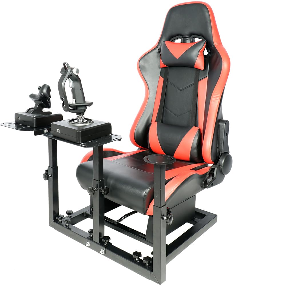 Supllueer Flight Game Red Playseat Cockpit with Double Multiple Shift Lever Compatible with Logitech, Thrustmaster,Hotas Warthog, Flight Sim Stand, Throttle Joystick Keyboard Not Included