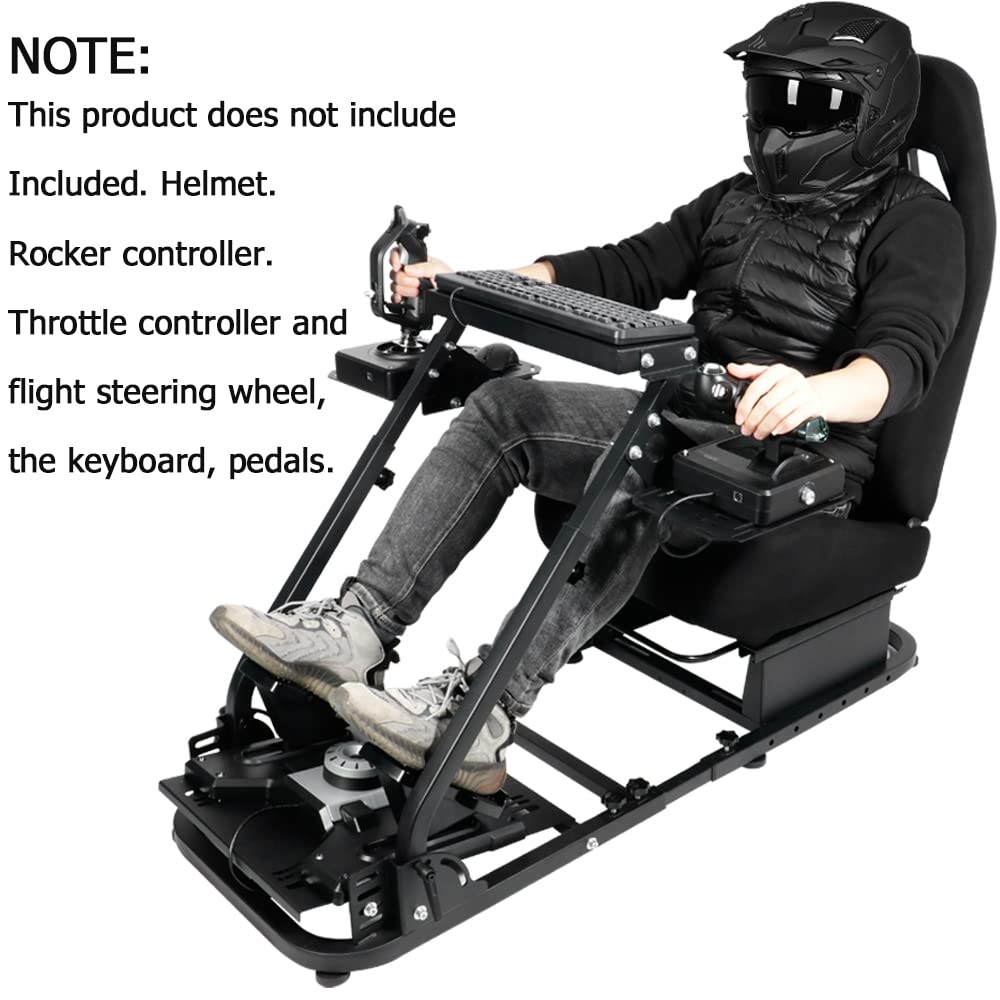 Supllueer Racing Flight Simulator Cockpit with Racing Black Seat fit for Logitech,Thrustmaster, Saitek, G920 X52 X56 G29 T300, Racing Wheel Stand Flight Sim Cockpit, No Wheel Pedal Shifter Keyboard
