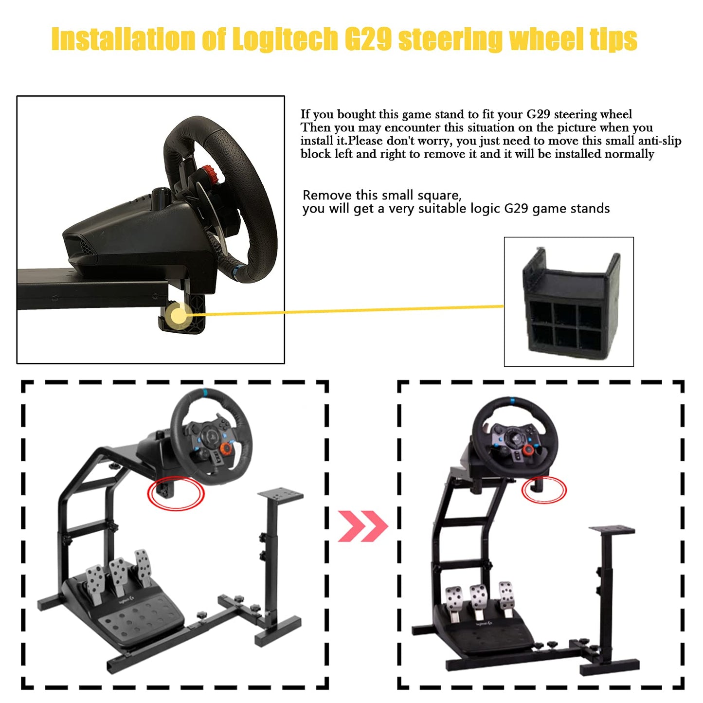 Supllueer Racing Wheel Stand Adjustable Fit for Logitech G25 G27 G29 G920 G923,Thrustmaster T300RS TX F458 T128 T248, Racing Simulator Cockpit, Steering Wheel Pedal Shifter Not Included