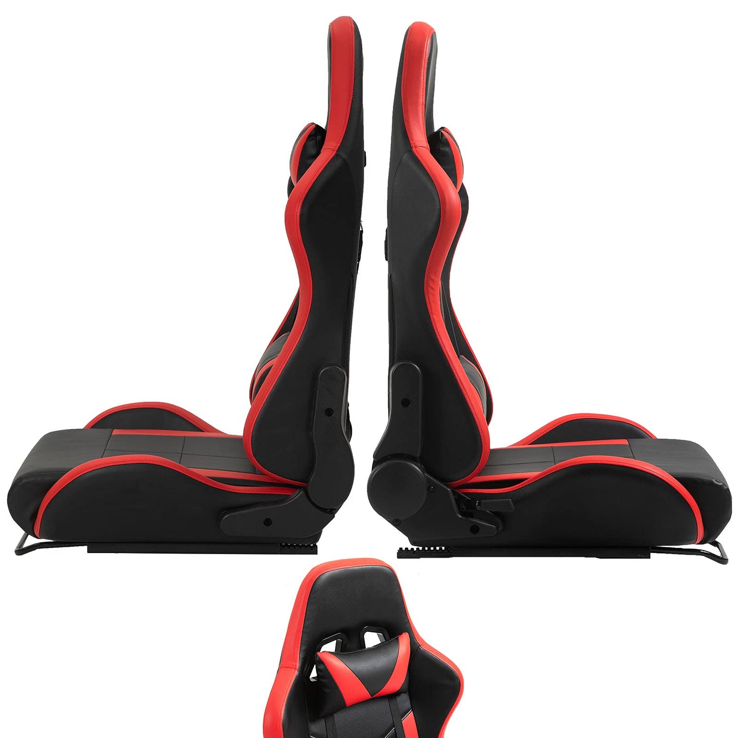 Supllueer Gaming Seat Racing Bucket Seat Simulator Seat Lumbar with Cushion and Seat,Adjustment Seat PU Leather Heavy-Duty Metal Frame (No Steering Wheel Stand)