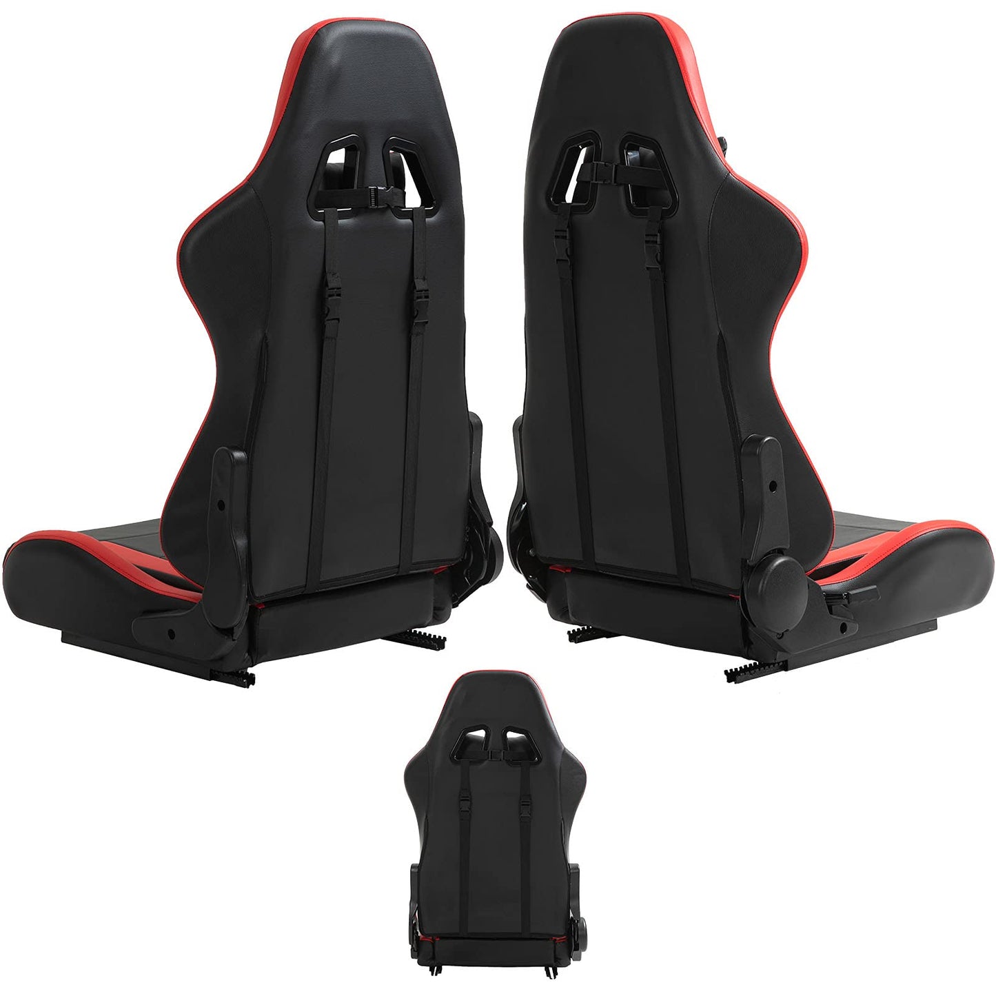 Supllueer Gaming Seat Racing Bucket Seat Simulator Seat Lumbar with Cushion and Seat,Adjustment Seat PU Leather Heavy-Duty Metal Frame (No Steering Wheel Stand)