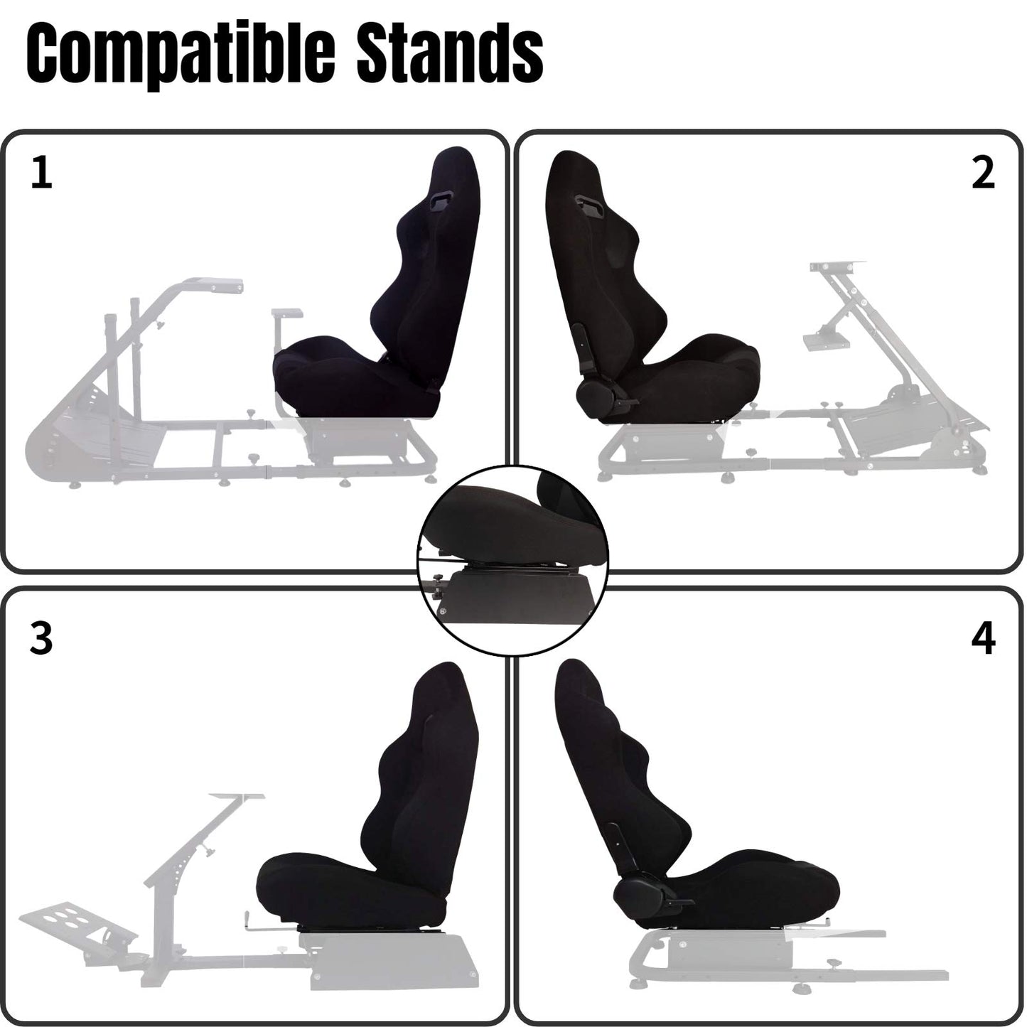 Supllueer Racing Bracket Seat Simulator Seat with Double Locking Slides Gaming Racing Seat Adjustable Fits Most Racing Wheel Stands(No Steering Wheel Stand)