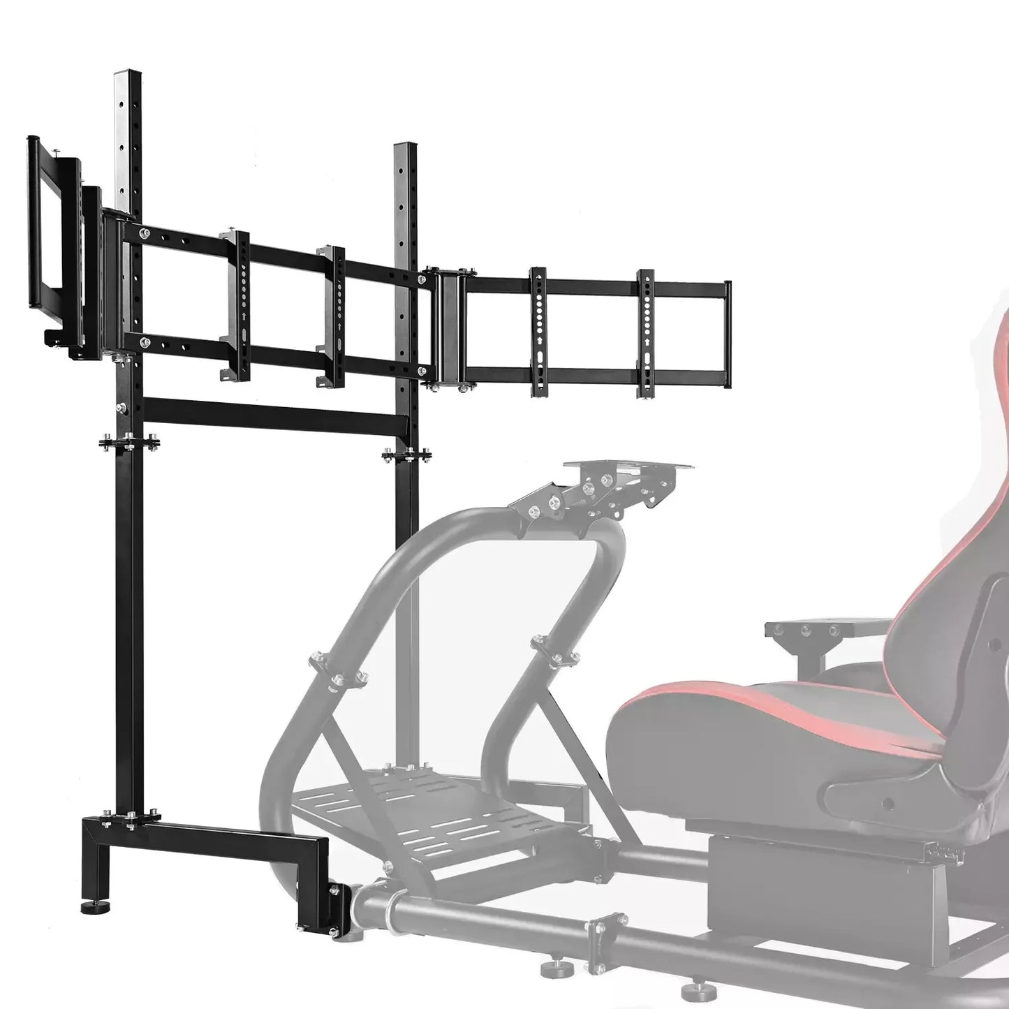 Supllueer Triple Screen Monitor Stand for Round Tube Racing Simulator Cockpit