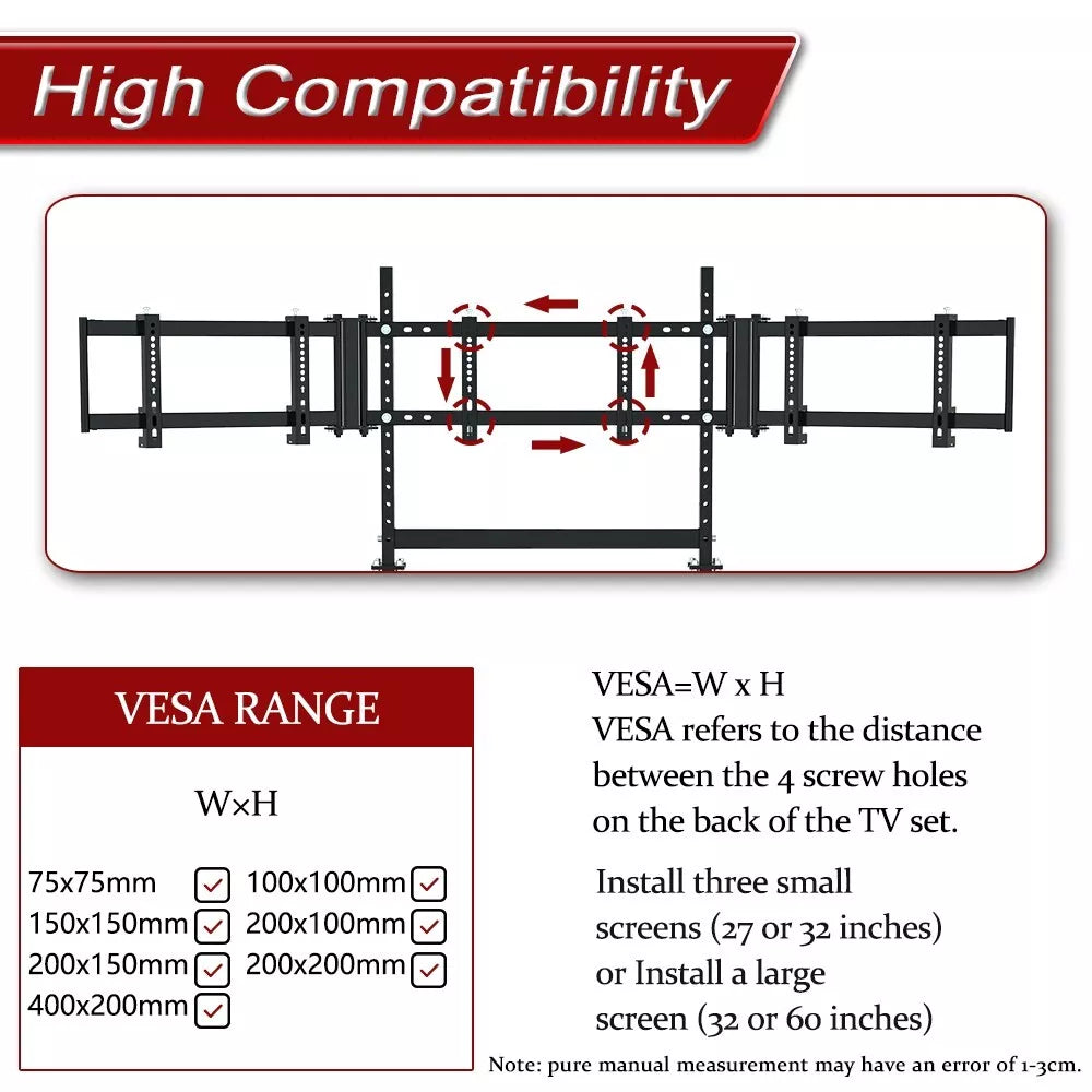 Supllueer Triple Screen Monitor Stand for Round Tube Racing Simulator Cockpit