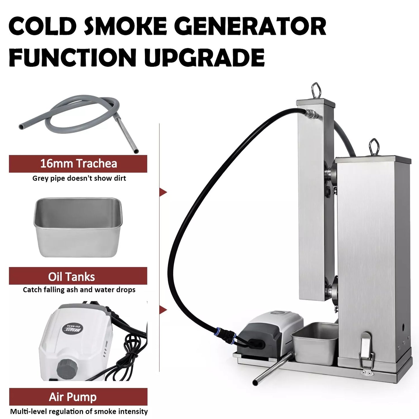 Supllueer Cold Smoke Generator 5L Stainless Steel Hot Smoker Smoker Pellet BBQ