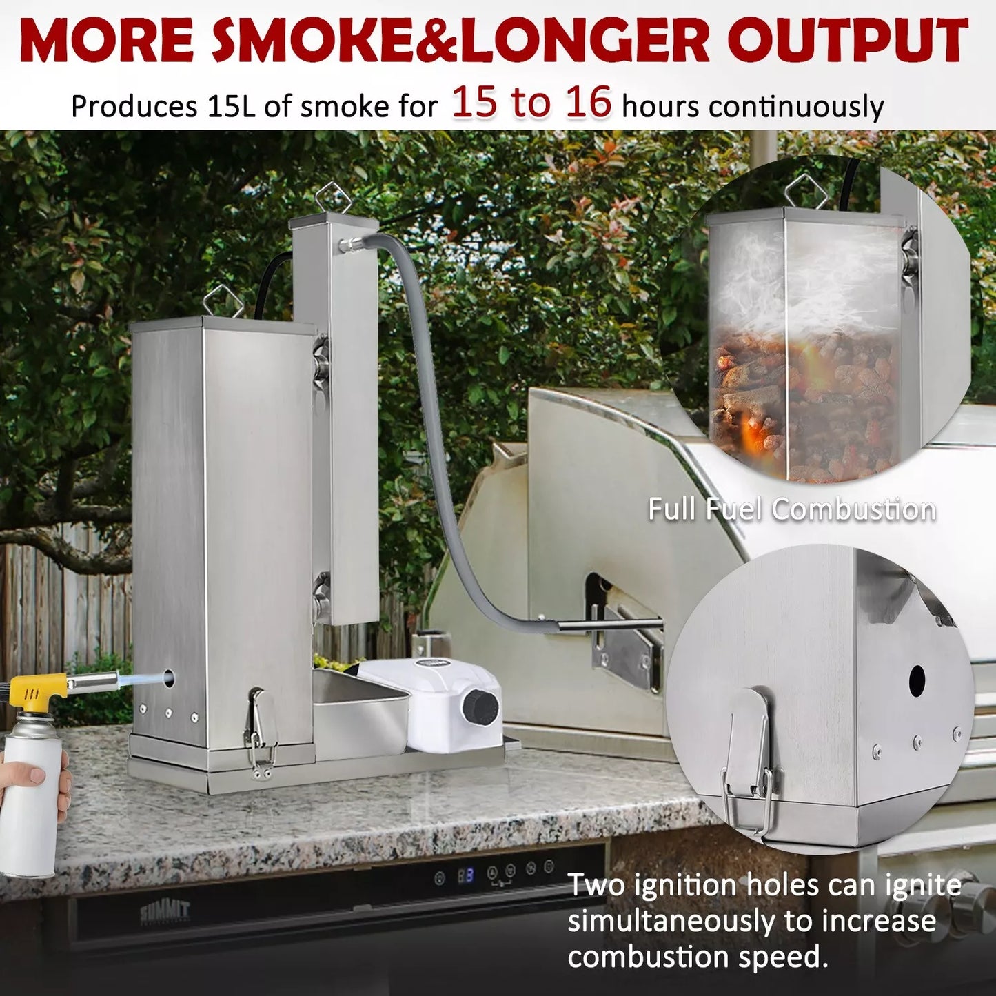 Supllueer Cold Smoke Generator 5L Stainless Steel Hot Smoker Smoker Pellet BBQ
