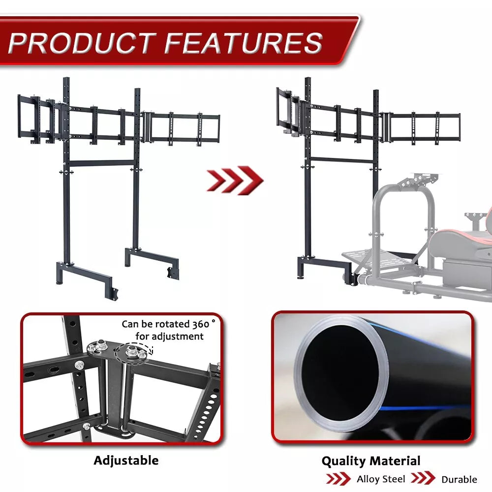 Supllueer Triple Screen Monitor Stand for Round Tube Racing Simulator Cockpit