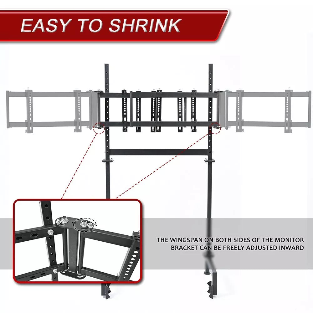 Supllueer Triple Screen Monitor Stand for Round Tube Racing Simulator Cockpit