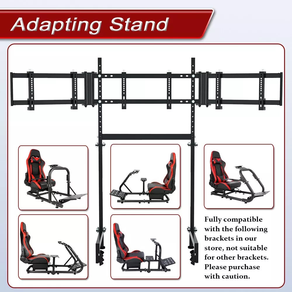 Supllueer Triple Screen Monitor Stand for Round Tube Racing Simulator Cockpit